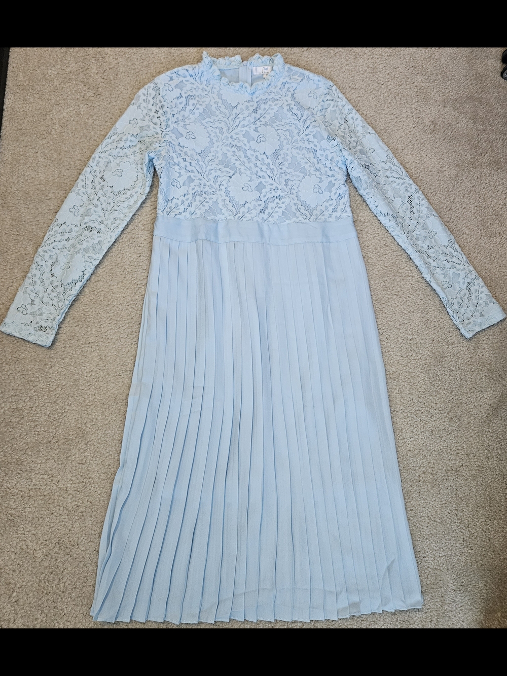 girl dress costume party wedding lace pleated blue spring fall winter 16